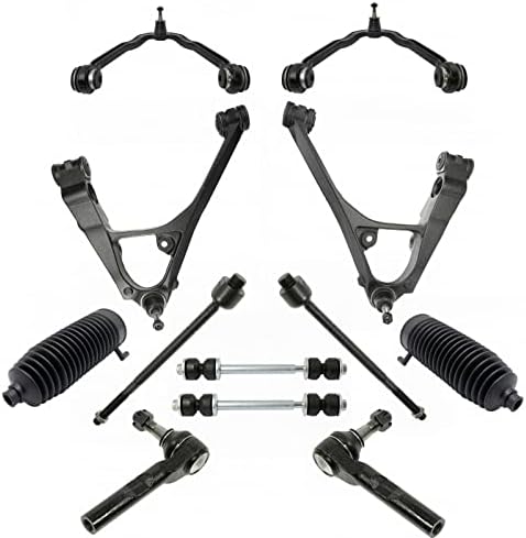 TRQ Front Steering & Suspension Kit Control Arm with Ball Joint Steering Rack & Pinion Bellow Sway Bar Stabilizer Link Tie Rod Compatible with Chevrolet GMC