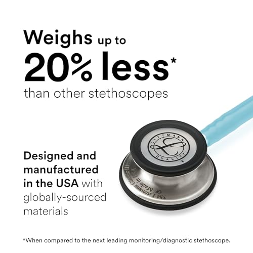 3M Littmann Classic III Monitoring Stethoscope, 5912C, More Than 2X as Loud, Weighs Less, 27" Marine Blue Satin-Finish Tube for Added Comfort, Flexibility and Cleanability