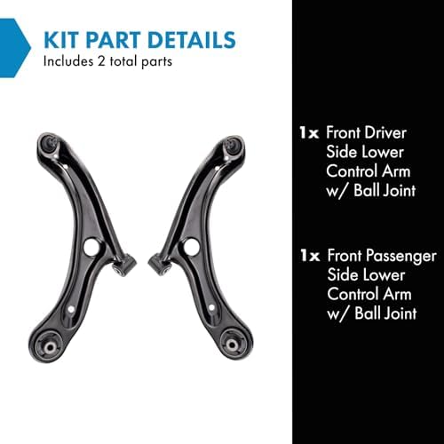 TRQ Front Lower Control Arm with Ball Joint Set Compatible with 2015-2020 Honda Fit