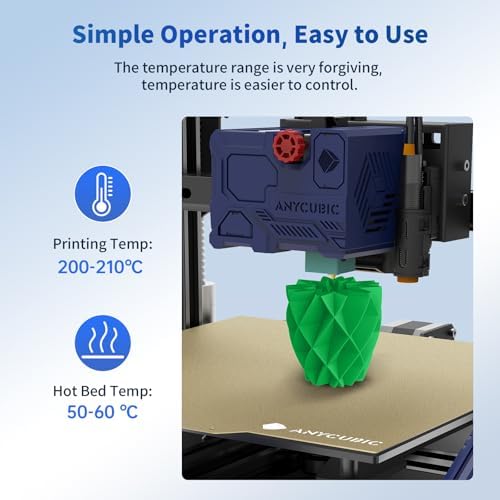 ANYCUBIC PLA Filament 1.75mm Bundle, 3D Printing PLA Filament 1.75mm Dimensional Accuracy +/- 0.02mm, 1KG Reusable Spool (2.2 lbs), 4KG Blue + Green + Orange + Yellow