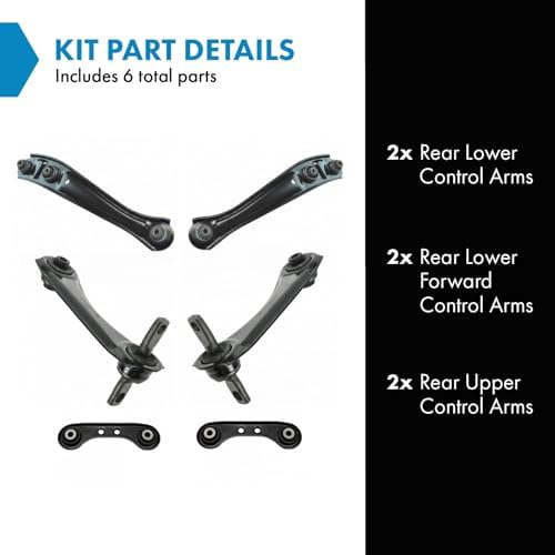 TRQ Rear Control Arm Set Driver & Passenger Side Upper & Lower Compatible with 1996-2000 Honda Civic