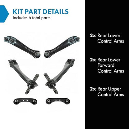 TRQ Rear Control Arm Set Driver & Passenger Side Upper & Lower Compatible with 1996-2000 Honda Civic