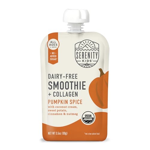 Serenity Kids Organic Pumpkin Spice Protein Smoothie Pouch - USDA Organic - Dairy Free, 3.5 Ounces (Pack Of 12)