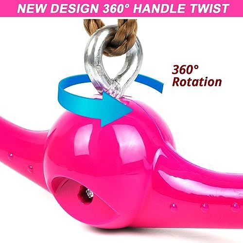 Ninja-Twister Swing Spins Set: Slackline Attachments - 360° Handle Twist-Spin Flips Toy Activate Ninja Powers - Ninja Warrior Accessories - Kids Ninja Hang Toys for Playground Backyard,Pink