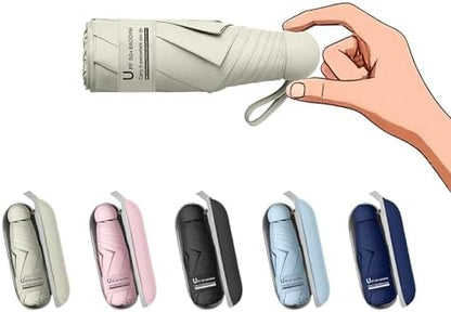BAODINI Travel Mini Umbrella for Purse With Case Small Compact UV Sun Protection Sun Lightweight Tiny Pocket Umbrella for Women Girls and Men