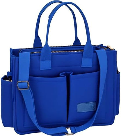 Tote Bag for Women With Compartments,Large Canvas Tote Women's Purse Crossbody Bags Work Laptop Book Bag Satchels Handbags