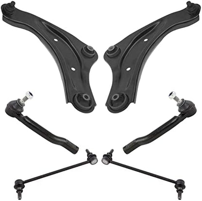 TRQ Front Steering & Suspension Kit Control Arm with Ball Joint Sway Bar Stabilizer Link Tie Rod Compatible with 2011-2017 Nissan Juke 2011-2014 LEAF