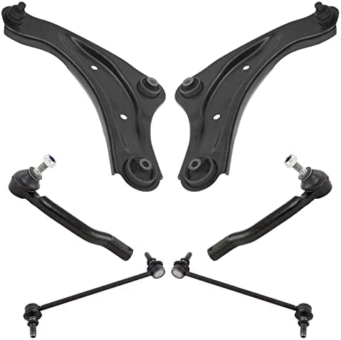 TRQ Front Steering & Suspension Kit Control Arm with Ball Joint Sway Bar Stabilizer Link Tie Rod Compatible with 2011-2017 Nissan Juke 2011-2014 LEAF