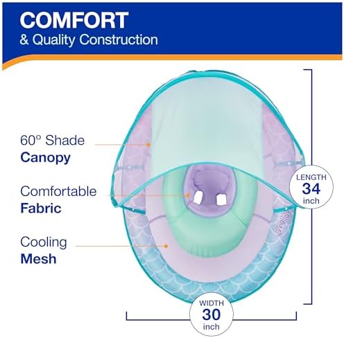 SwimWays Baby Spring Float with Adjustable Canopy and UPF Sun Protection, Blue Lobster