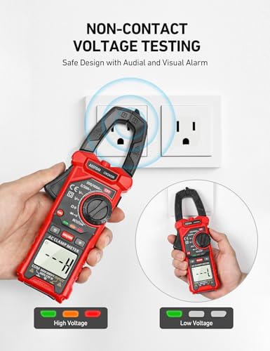 AstroAI Digital Clamp Meter Multimeter 2000 Counts Amp Voltage Tester Auto-ranging with AC/DC Voltage, AC Current, Resistance, Capacitance, Continuity, Live Wire Test, NCV, Black