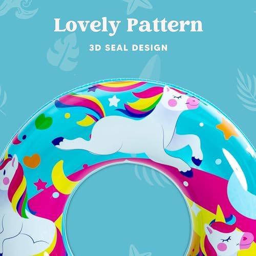 JOYIN 3 Pack Pool Floats, Pool Tube for Kids Swim Rings Inflatable Tubes, Unicorn Sea Animal Tubes Floatie Ring Water Toys for Swimming, Summer Beach Party