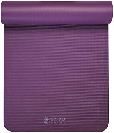 Gaiam Essentials Thick Yoga Mat Fitness & Exercise Mat with Easy-Cinch Carrier Strap,72"L X 24"W X 2/5 Thick, 10mm
