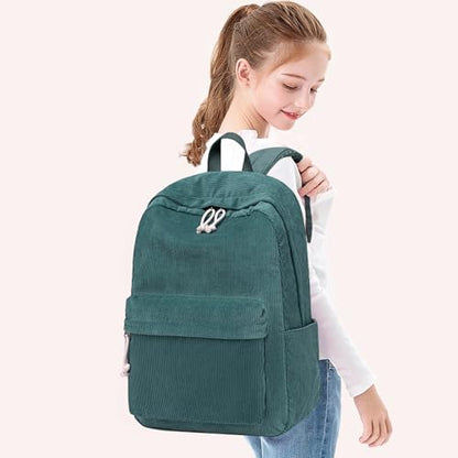 School Backpack for Teen Girls Bookbags Elementary High School Corduroy Laptop Bags Women Travel Daypacks
