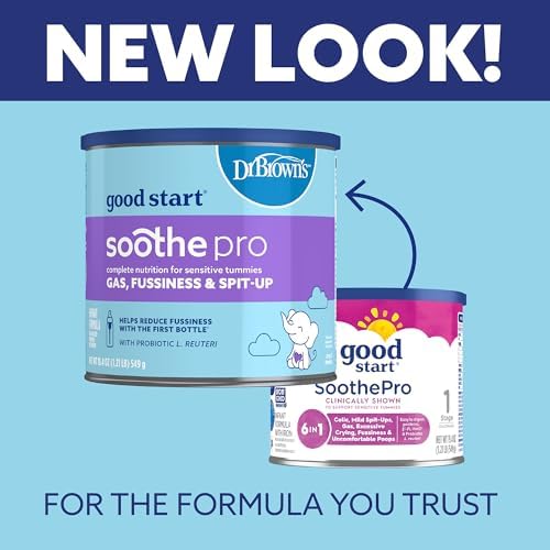 Good Start | Dr. Brown's Soothe Pro, Baby Formula Powder, for Sensitive Tummies, Gas, Fussiness and Spit-Up, Infant Formula with Probiotics, DHA, Non-GMO, 12 Ounces