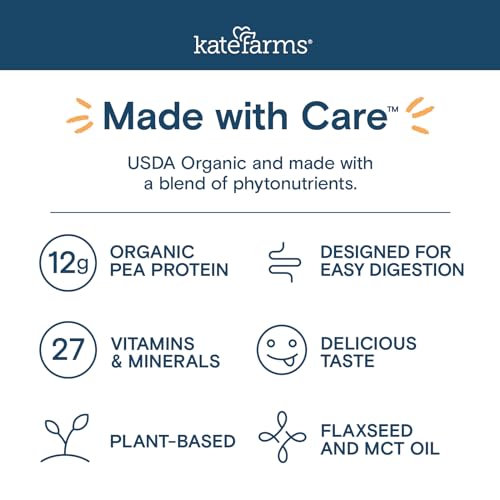 KATE FARMS Organic Pediatric 1.2 High Calorie Chocolate Nutrition Shake, 12g Protein, 27 Vitamins and Minerals, Meal Replacement, 8.45 oz (12 pack)