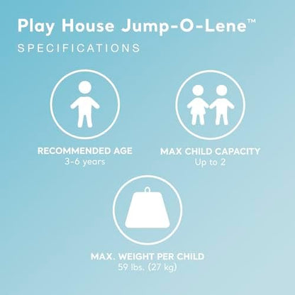 Intex Inflatable Jump-O-Lene Trampoline Bounce House with Crawl-Thru Door & Net - Indoor & Outdoor Backyard Blow-Up Bouncy Playhouse for Kids Ages 3-6