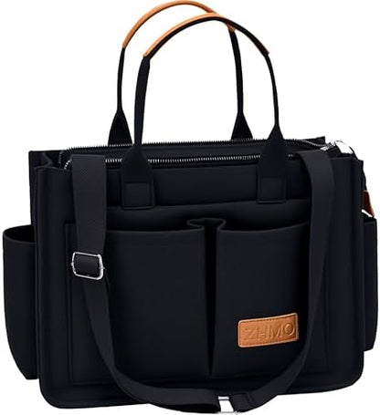 Tote Bag for Women With Compartments,Large Canvas Tote Women's Purse Crossbody Bags Work Laptop Book Bag Satchels Handbags