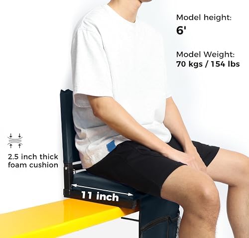 SPORT BEATS Stadium Seats with Back Support Bleacher Chairs with Back and Cushion Thick Padded Bleacher Seats Includes Shoulder Strap