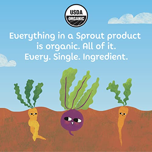 Sprout Organics Baby Food, Root Veg & Beef, Creamy Veg & Chicken, Plant-Based Chickpea Protein Pack, 8+ Months, 4 Oz Purees (Pack of 18)