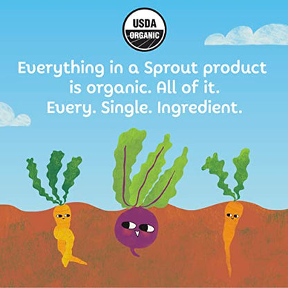 Sprout Organics Baby Food, Root Veg & Beef, Creamy Veg & Chicken, Plant-Based Chickpea Protein Pack, 8+ Months, 4 Oz Purees (Pack of 18)