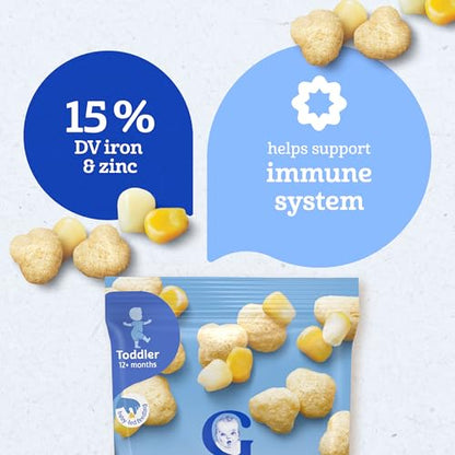 Gerber Toddler Snacks, Snacks for Kids, Kernel Free, Heart Shaped Puffcorn Snack, Classic Corn Flavor, Zinc and Iron Helps Support Immune System, 7-Pack