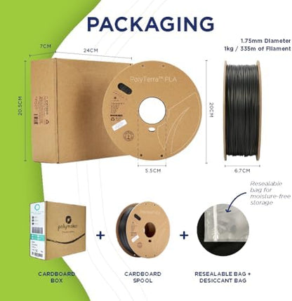 Polymaker Matte PLA Filament Fossil Grey 1.75mm 1kg 3D Printing Filament, PolyTerra 3D Printer PLA Filament