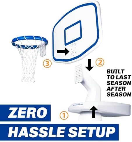GoSports Splash Hoop Swimming Pool Basketball Game, Includes Poolside Water Basketball Hoop, 2 Balls and Pump – White