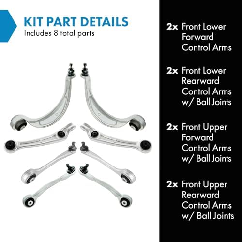 TRQ Front Control Arm with Ball Joint Set Compatible with 2009-2010 Audi A4 A4 Quattro 2010 A5 2008-2010 A5 Quattro S4