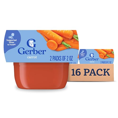 Gerber 1st Foods Baby Food, Carrot Puree, Natural & Non-GMO, 2 Oz - 2 Count (Pack of 8)