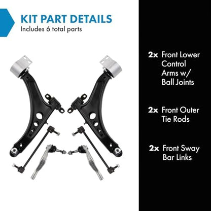 TRQ Front Steering & Suspension Kit Compatible with 2016 Chevrolet Malibu