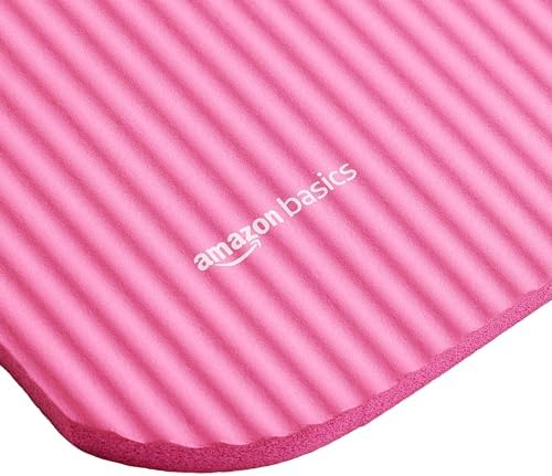 Amazon Basics 1/2 Inch Extra Thick Exercise Yoga Mat with Carrying Strap, Cushioned Support, for Fitness and Gym Workouts