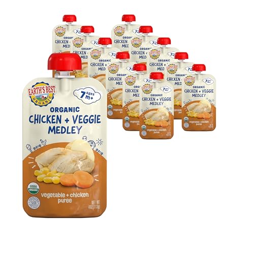 Earth's Best Organic Chicken Vegetable Medley Pouch, 4 oz (Pack of 12)