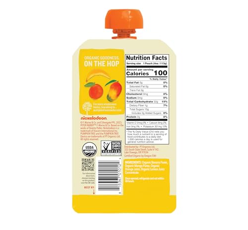 Pumpkin Tree Peter Rabbit Organics Mango, Banana and Orange Snacks, 4 Oz (Pack of 10)