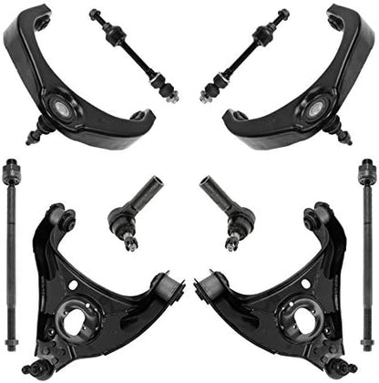 TRQ Front Steering & Suspension Kit Control Arm with Ball Joint Sway Bar Stabilizer Link Tie Rod Compatible with 2006-2007 Dodge Ram 1500