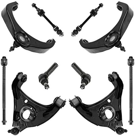 TRQ Front Steering & Suspension Kit Control Arm with Ball Joint Sway Bar Stabilizer Link Tie Rod Compatible with 2006-2007 Dodge Ram 1500