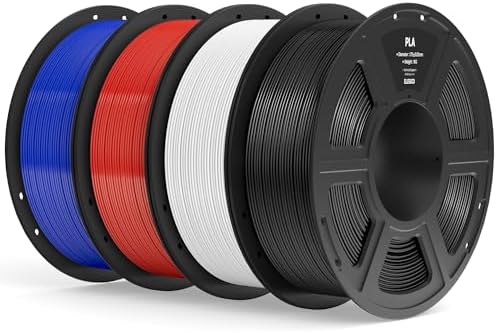 ELEGOO PLA Filament 1.75mm Bundle 4KG, 3D Printer Filament Dimensional Accuracy +/- 0.02mm, 4pcs 1kg Spool(2.2lbs) Fit Most FDM 3D Printers (Black, White, Dark Blue, True Red)