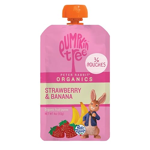 Pumpkin Tree Peter Rabbit Organics Strawberry and Banana Pure Fruit Snack, 4 Ounce (Pack of 36)