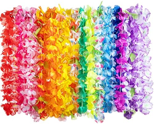 Joyin Toy 36 Counts Hawaiian Leis Bulk, Tropical Flower Lei Hawaiian Lei Beach Hawaii Luau Party Favors Decoration Birthday Party Supplies(3 Dozen)