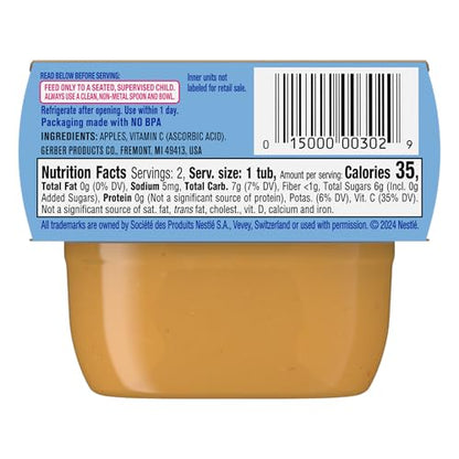 Gerber Stage 1 Baby Food, Apple Puree Tub, No Artificial Colors or Flavors, Baby Puree, 16-Pack