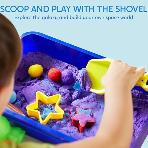 Klever Kits Outer Space Sensory Bin for Toddlers with Glow in The Dark Alien and Rocks, Sandbox with Lid Dual-Color Sand, Preschool Learning Activities Gifts for Boys Girls Age 3+