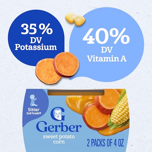 Gerber 2nd Foods Sweet Potatoes & Corn, 4 Ounce Tubs, 2 Count (Pack of 8)