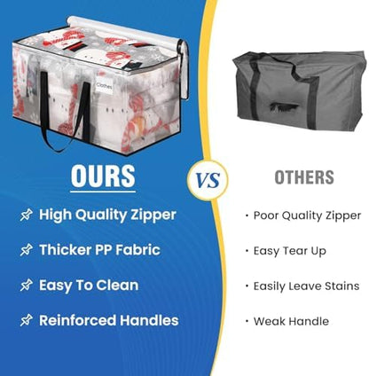 Clear Moving Bags Heavy Duty Extra Large, Moving Supplies with Reinforced Handle and Double Zipper, Storage Totes for Moving Essential, Packing Bags Alternative to Moving Box(6 Packs, Clear)
