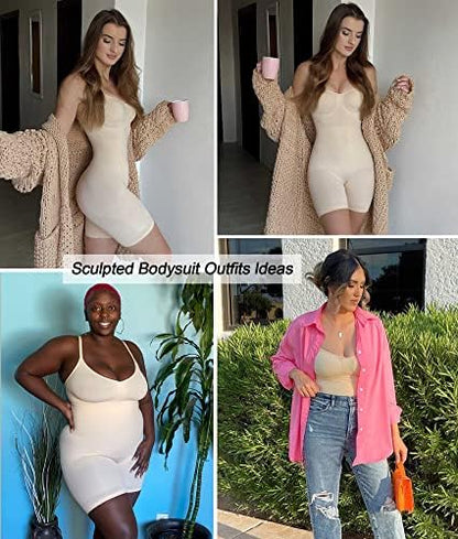SHAPERX Women's Shapewear Bodysuit Tummy Control Body Shaper Seamless Sculpting Snatched Waist Body Suit