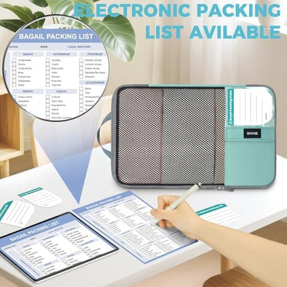 BAGAIL 4 Set/6 Set/8 Set Compression Packing Cubes Travel Accessories Expandable Packing Organizers(HalfMesh,8-DustyBlue)
