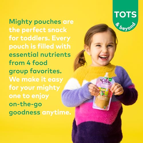 Plum Organics Mighty 4 Organic Toddler Food - Banana, Peach, Pumpkin, Carrot, Greek Yogurt, and Oat - 4 oz Pouch (Pack of 12) - Organic Fruit and Vegetable Toddler Food Pouch