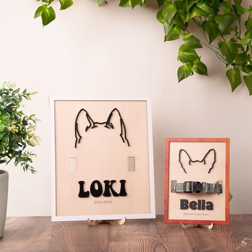 Dog Collar Memorial Frame, Custom Dog Ear Frame Art, Pet Collar Holder, Dog Ear Sign, Pet Bereavement Gifts, Pet Memorial Frame, Dog Lover Gift, Dog Memorial Gifts For Loss Of Dog