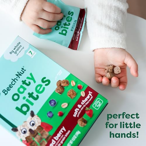Beech-Nut Toddler Snacks, Oaty Bites with Fruit & Whole Grains, Mixed Berry Toddler Snack Bites for Toddlers 12 Months & Older, Pack of 6 Boxes (42 single-serve bags)