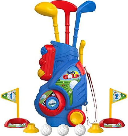 Liberry Toddler Golf Set, Upgraded Kids Golf Cart with Unique Shoulder Strap Design, Indoor and Outdoor Golf Toys for Boys and Girls Aged 1-5 Years Old