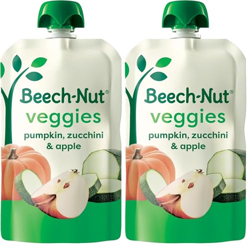 Beech-Nut Baby Food Pouches, Pumpkin Zucchini Apple Veggie Puree Baby & Toddler Food, 3.5 oz (24 Pack)