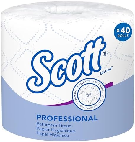 Scott Professional Standard Roll Bulk Toilet Paper (48040), 2-Ply, Elevated Design, White, Individually Wrapped (40 Rolls of 550 Sheets, 22,000 Sheet Total)